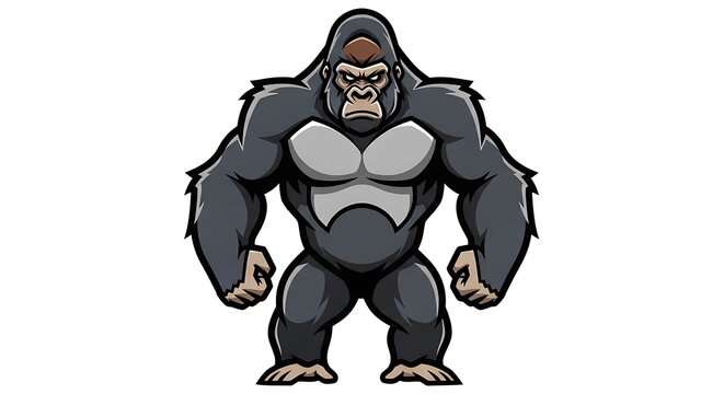 Illustration of a cartoon gorilla standing.