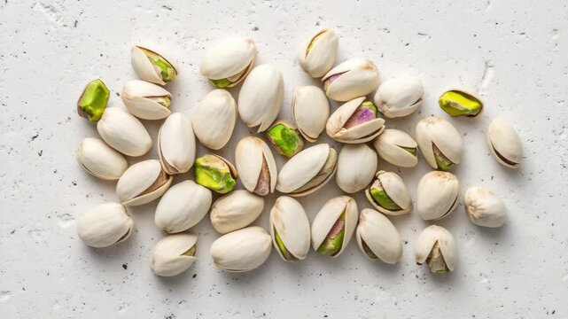 Selective focus. Pistachio nuts in shells on a natural wooden surface
