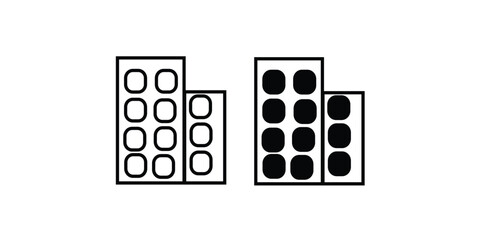 Building Blocks Icon Set - Outline and Solid Versions