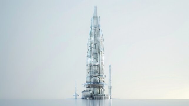 Futuristic architectural concept visualization showcasing an innovative crystal building design