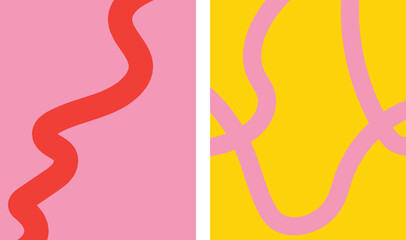 Obraz premium Curvy Abstract Lines Pink Yellow Modern Design Element