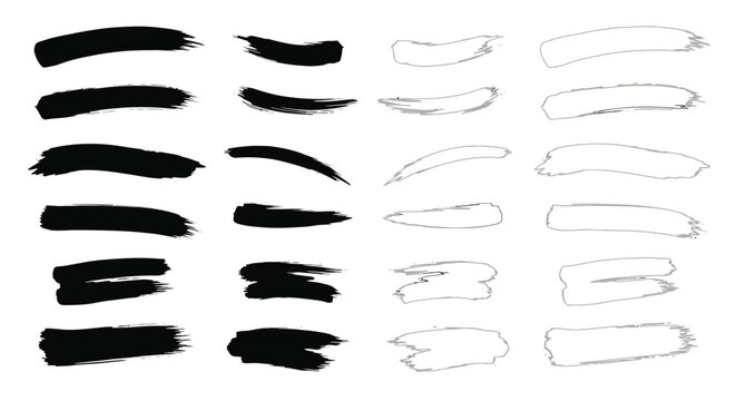 Brushstroke pairs solid black and corresponding white outlines