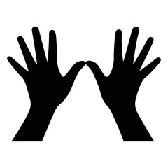 Obraz premium Two black hands facing each other fingers spread on transparent background