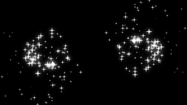 Glowing glitter sparkle trail animation, luxury white magic dust particles motion, twinkling fairy stars shimmer flow, dreamy fantasy light overlay design, isolated on black scr