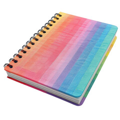 Colorful spiral notebook on transparent