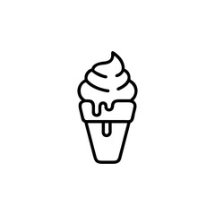 A delicious chocolate ice cream cone vector illustration featuring a cold frozen dessert in a soft waffle wafer isolated on white for a sweet summer snack