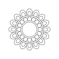  Mandala Shape for Coloring Book Page. Outline flower isolated on a white background.