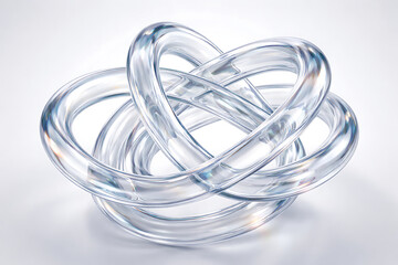 Naklejka premium intertwined glass tubes isolated on light grey background, 3d rendering