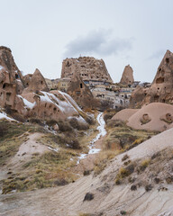 Winter in Cappadocia. Uchisar Town and Castle