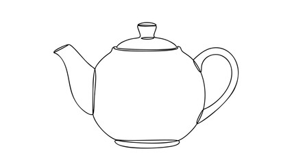 Obraz premium Classic Ceramic Teapot Line Art Rounded Teaware Vector Isolated