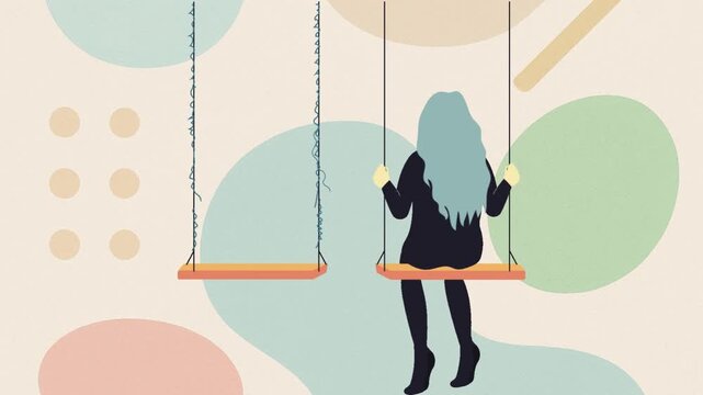 girl in a dress and swing