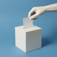 Geste solennel de vote repr&eacute;sent&eacute; par une main sculpturale minimaliste pour illustrer les valeurs civiques et l'&eacute;thique politique