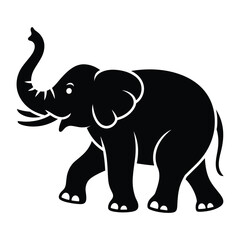 Obraz premium Stylized black silhouette of an elephant walking to the right