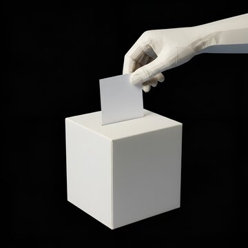 Geste solennel de vote repr&eacute;sent&eacute; par une main sculpturale minimaliste pour illustrer les valeurs civiques et l'&eacute;thique politique