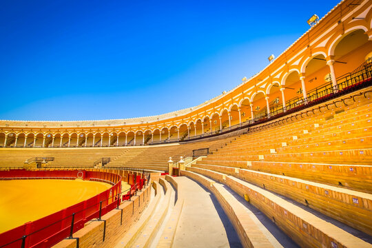 seats of bullfight arena, Sevilla, Spain