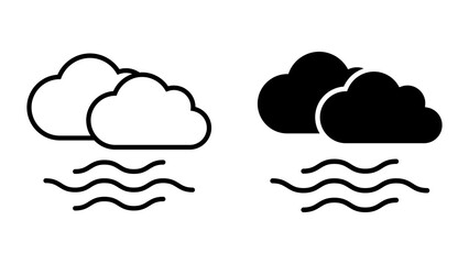Mist icon set. Simple illustration of foggy cloud with flat style design, suitable for weather forecast or any graphic design purpose.
