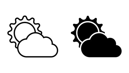 Partly Cloudy Day icon set. A simple icon representing a partly sunny day. The sun is partially obscured by a cloud, indicating a mix of sunshine and clouds.