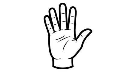 Obraz premium Outline drawing of human open palm hand with fingers spread on isolated white background