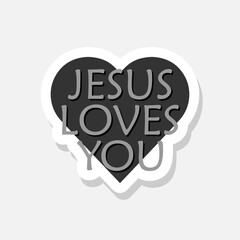 Fototapeta premium Jesus loves you letter icon sticker isolated on gray background