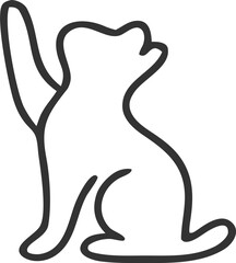 Elegant outline cat vector icon with thin stroke lines, perfect for pet grooming services, veterinary clinics, and branding kits.