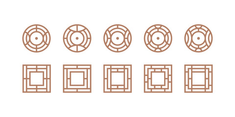 Vector symmetrical circle and square geometric shape. Modern graphic design elements for grid.