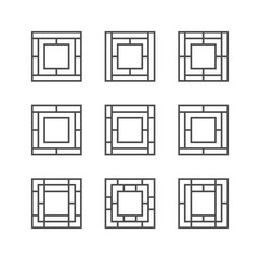 Art Deco seamless element in minimal linear stype. Vector geometric shape with square. Modern graphic design elements.