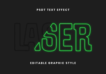 Black and Green Outline Neon Laser Cut Text Effect