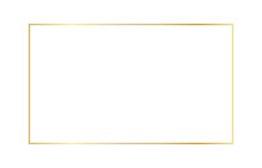 Minimal light gold rectangular outline frame isolated on transparent background