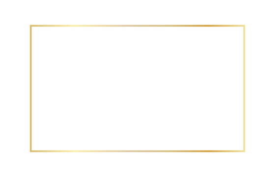 Minimal light gold rectangular outline frame isolated on transparent background
