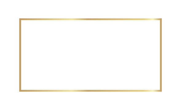 Elegant gold rectangular frame border with empty space for luxury, invitation, certificate and banner design