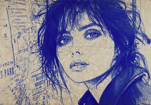 Blueprint Ink Paper Distressed Photo Effect
