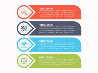vector illustration infographic design template with 4 steps. Template for process, presentations, layout, banner, brochure.