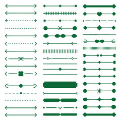 Minimalist green arrow text dividers set vector illustration