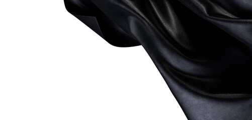 A dark, elegant fabric cascades against a white backdrop. Ideal for design needs, conveying luxury and sophistication wi © vegefox.com