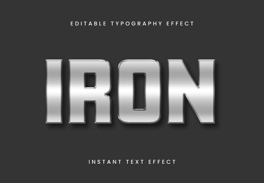 Silver Glossy Steel Iron Text Effect