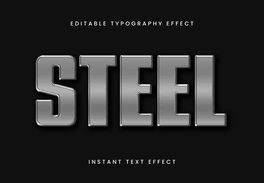 Silver Metallic Steel Industrial Text Effect