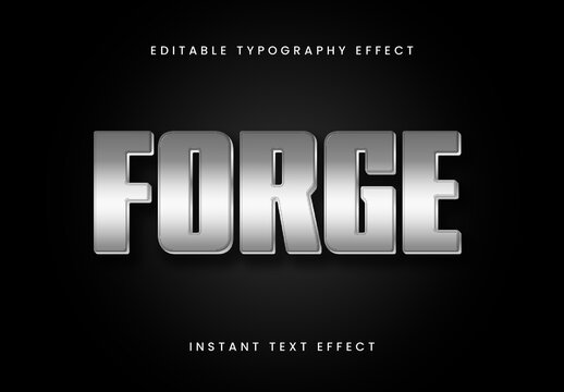 Silver Metallic Steel Forge Text Effect