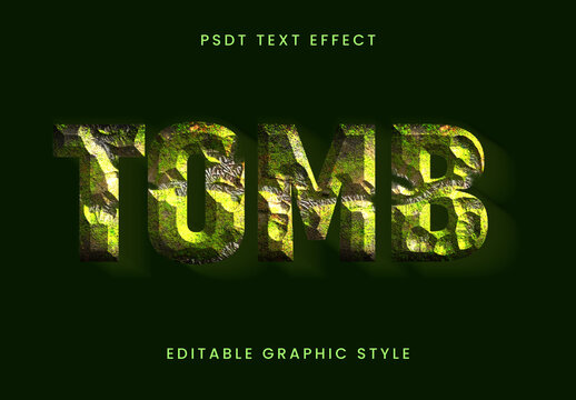 Green Mossy Rock Text Effect Stone Greenery Font