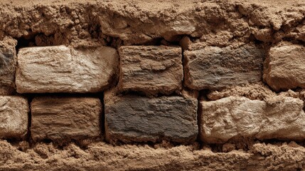 Fototapeta premium Textured Brick Wall with Natural Elements and Earthy Tones