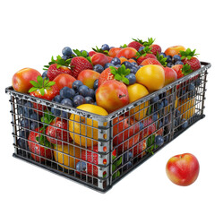 Fresh fruits in a wire basket