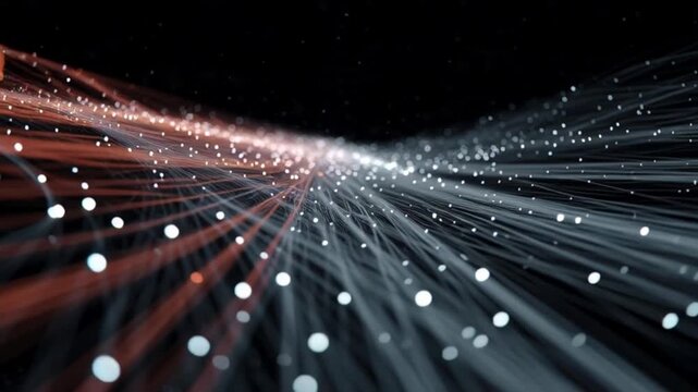 Flie&szlig;ende Datenstr&ouml;me in futurischem Neonlicht
