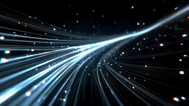 Flie&szlig;ende Datenstr&ouml;me in futurischem Neonlicht