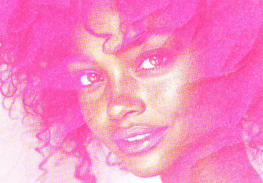 Pink Halftone Print Screen Photo Effect,