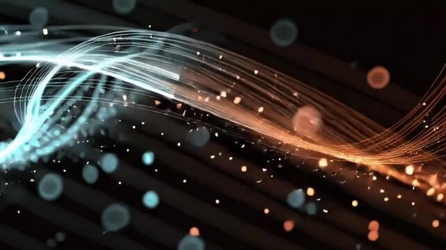 Flie&szlig;ende Datenstr&ouml;me in futurischem Neonlicht