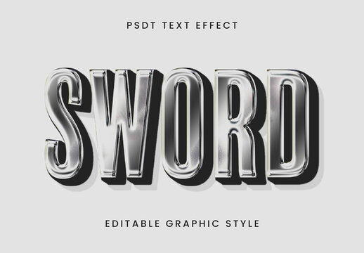 Silver Chrome 3D Steel Text Effect