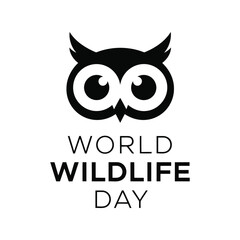 Fototapeta premium World Wildlife Day owl icon vector illustration for conservation awareness and animal protection campaigns