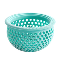 Round basket with holes in a clear background