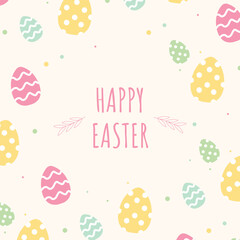 Happy Easter Vector Illustration with Colorful Easter Eggs and Spring Colors