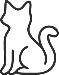 Fototapeta premium Outline cat silhouette vector icon in flat line style for stickers, posters, packaging, and digital marketing materials.
