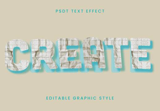 White And Blue Crumpled Paper Text Effect
